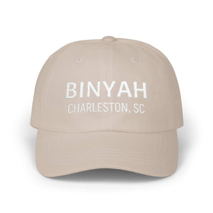 Charleston Binyah Dad Cap with distressed embroidery and adjustable antique brass buckle strap