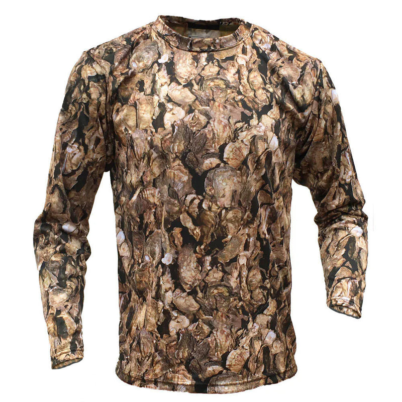OYSTAFLAGE LS Performance Shirt with camo pattern, lightweight, breathable, UPF 45+ sun protection, quick-dry microfiber fabric