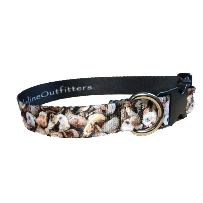 Adjustable Coastal Supply Dog Collar with marine-grade nylon, quick-clip buckle, and welded D-ring in Mullet Camo pattern